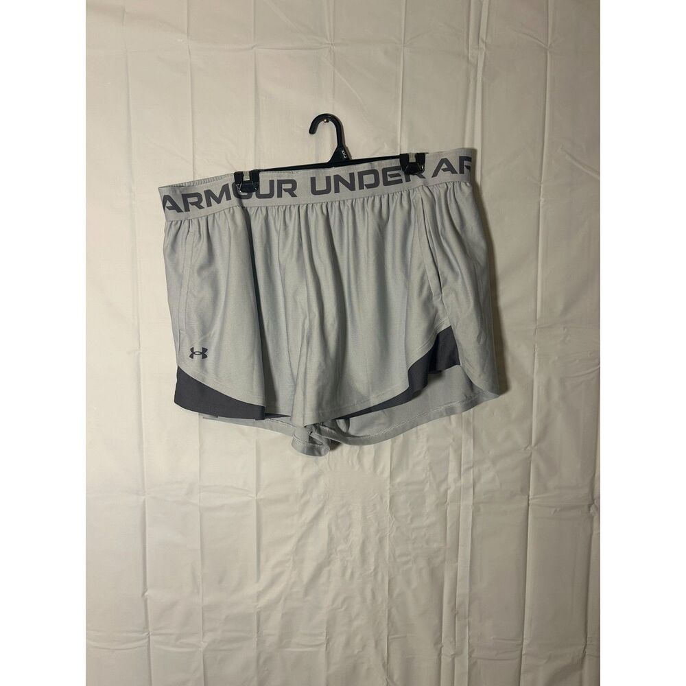 NWT Under Armour Womens Play Up 2.0 Shorts 2X Gray Elastic Waist Athletic Pocket
